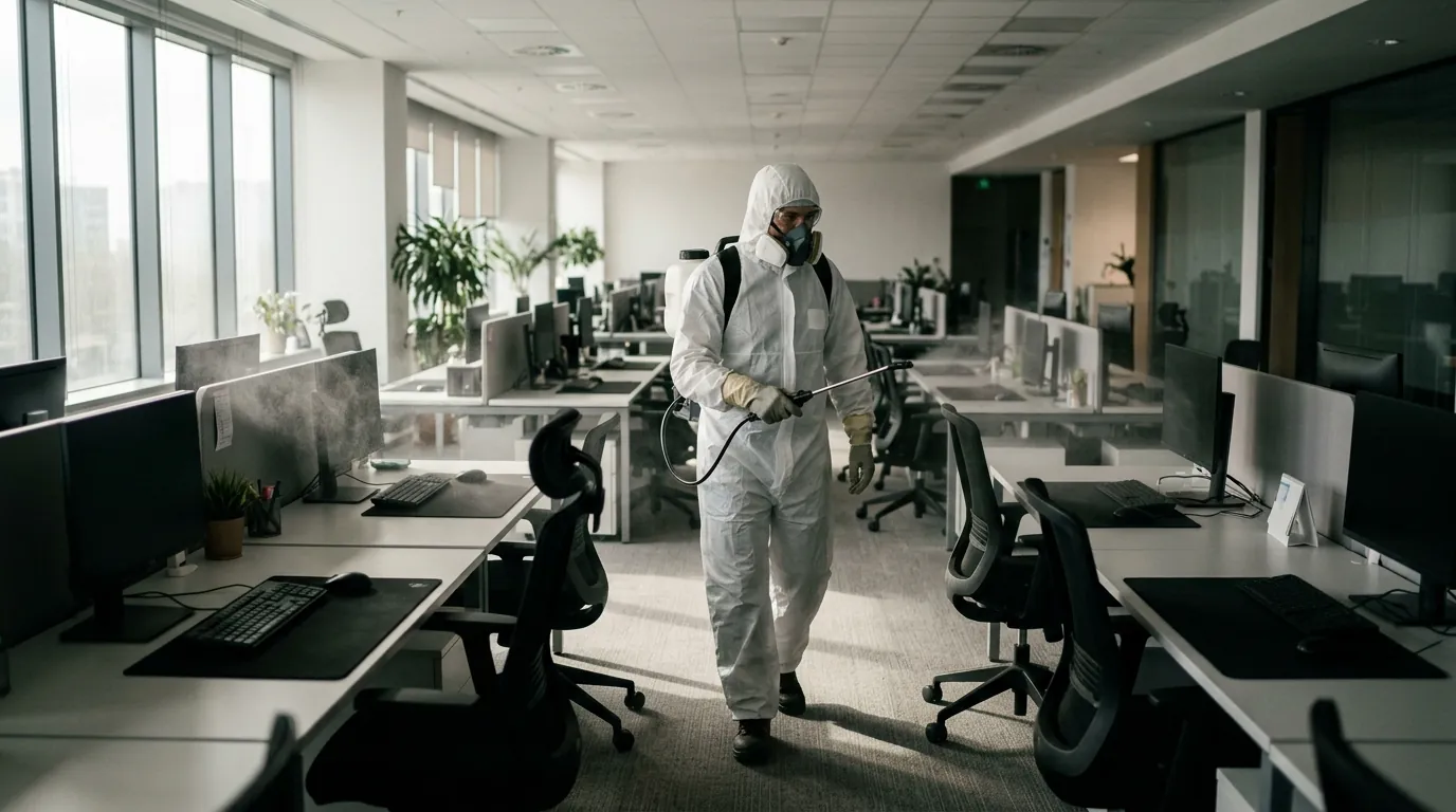 Electrostatic disinfection of office desks
