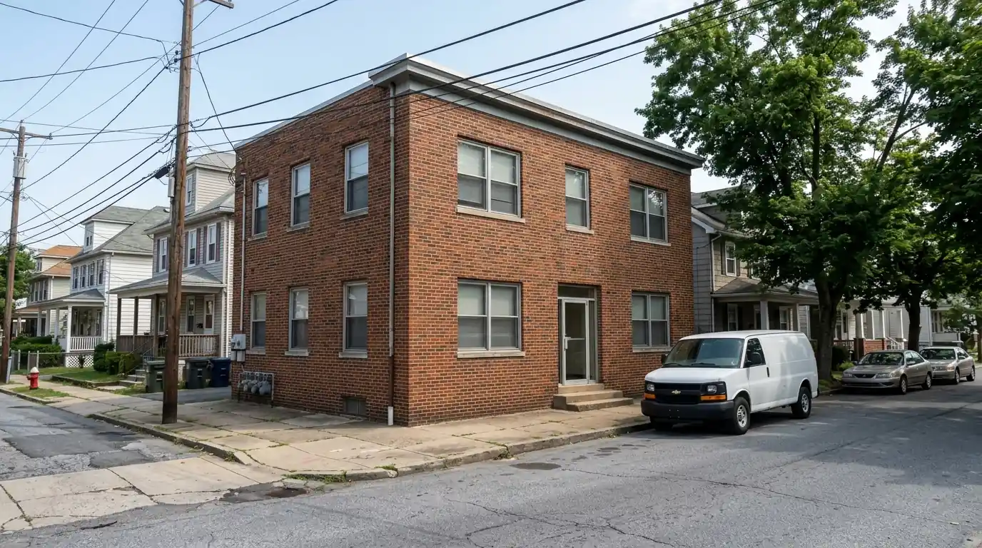 Brick office building on an Allentown side street